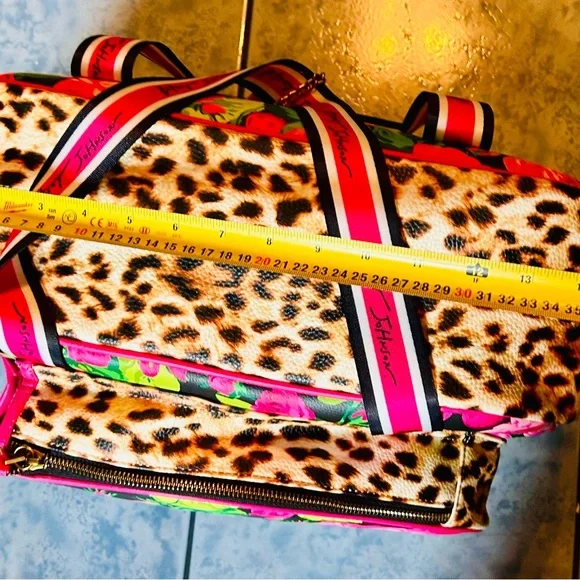 Betsey Johnson Pink and Brown Pickle Ball Bag with Leopard Print - Picture 14 of 16